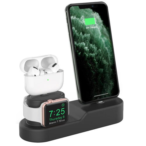 AhaStyle PT28-3 For iPhone / Apple Watch / AirPods 3 In 1 Silicone Desktop Charging Storage Base Bracket(Black) - HoMEdemic™ 