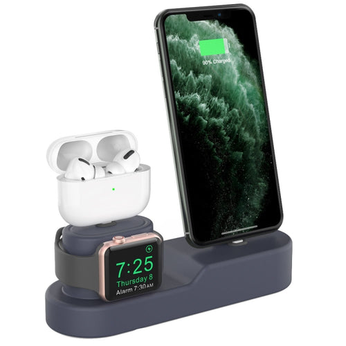 AhaStyle PT28-3 For iPhone / Apple Watch / AirPods 3 In 1 Silicone Desktop Charging Storage Base Bracket(Midnight Blue) - HoMEdemic™ 