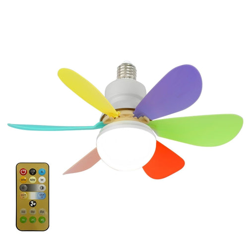 Home Small Fan Light E27 Snail Mouth Suspension Fan Lamp, Size: 420x205mm 30W Multi-color(Remote Control Without Base) - HoMEdemic™ 