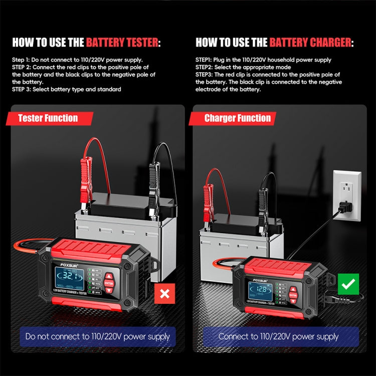 FOXSUR Cars Motorcycles 12V Lithium Cattery Charger With Battery Detection(AU Plug) - HoMEdemic™ 