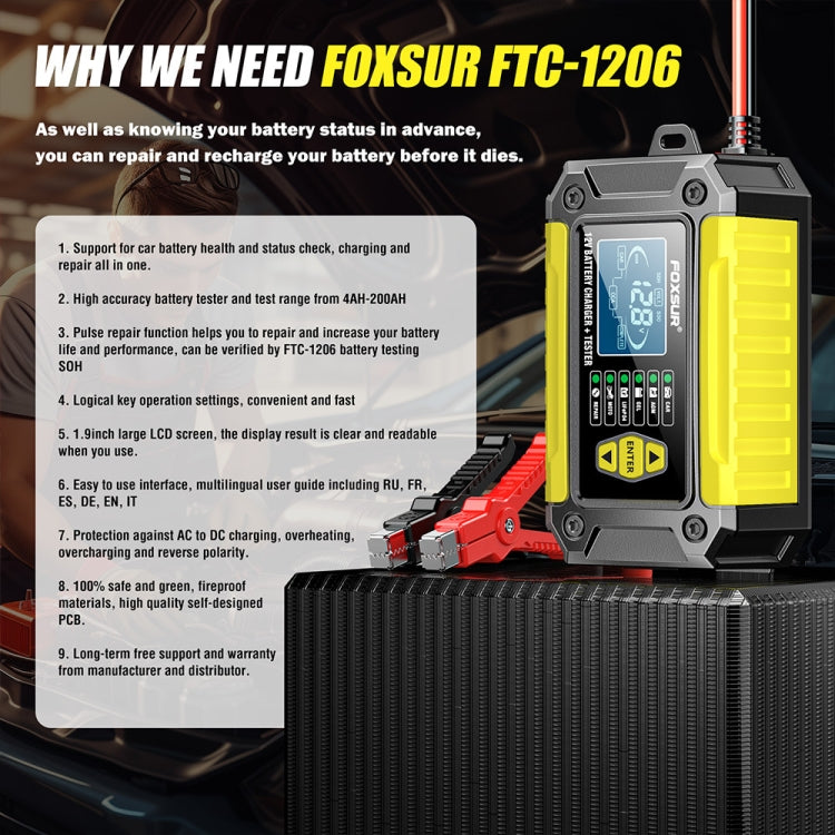 FOXSUR Cars Motorcycles 12V Lithium Cattery Charger With Battery Detection(EU Plug) - HoMEdemic™ 