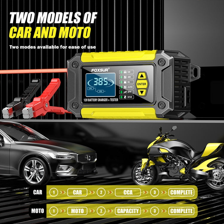 FOXSUR Cars Motorcycles 12V Lithium Cattery Charger With Battery Detection(EU Plug) - HoMEdemic™ 