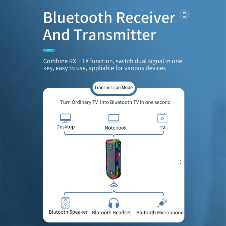 Q3 2-in-1 RGB Light Bluetooth Audio Receiver Launcher Car Audio Adapter - HoMEdemic™ 