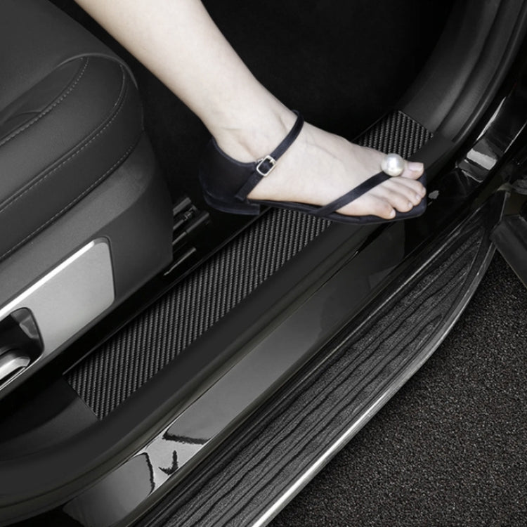 4pcs/Set Car Door Sill Strip PVC Anti-scratch Anti-dirt Protective Film(Carbon Fiber Gray) - HoMEdemic™ 