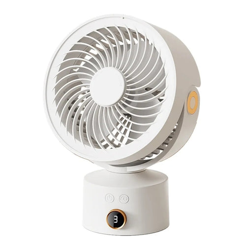 WT-F70  Oscillating Desk Fan  3-Speed Digital  Display, 4-Hour Timer, Adjustable Tilt Angle, Built-In 4000 MAh Battery(White) - HoMEdemic™ 