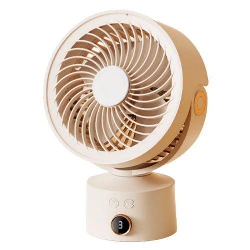 WT-F70  Oscillating Desk Fan  3-Speed Digital  Display, 4-Hour Timer, Adjustable Tilt Angle, Built-In 4000 MAh Battery(Apricot) - HoMEdemic™ 