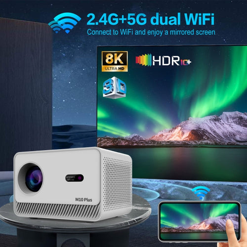 M10 Plus 1280x720P Projector 2.4G / 5G WIFI Bluetooth 5.2 Android 11 System Home Cinema US Plug - HoMEdemic™ 