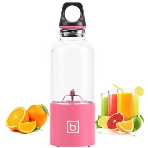 500ml Mini Portable Electric Juicer Cup USB Rechargeable Juicer Blender Maker Shaker Squeezers Fruit Orange Juice Extractor(Pink) - HoMEdemic™ 