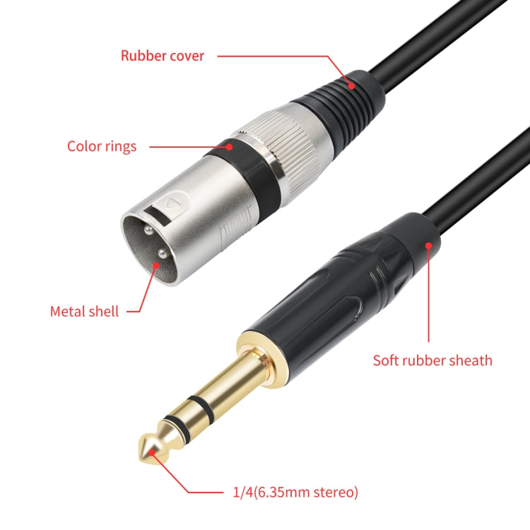 TC145BK55 6.35mm 1/4 TRS Male to XLR 3pin Male Microphone Cable, Length:10m(Black) - HoMEdemic™ 
