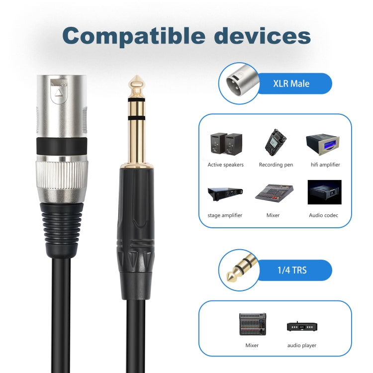 TC145BK55 6.35mm 1/4 TRS Male to XLR 3pin Male Microphone Cable, Length:5m(Black) - HoMEdemic™ 