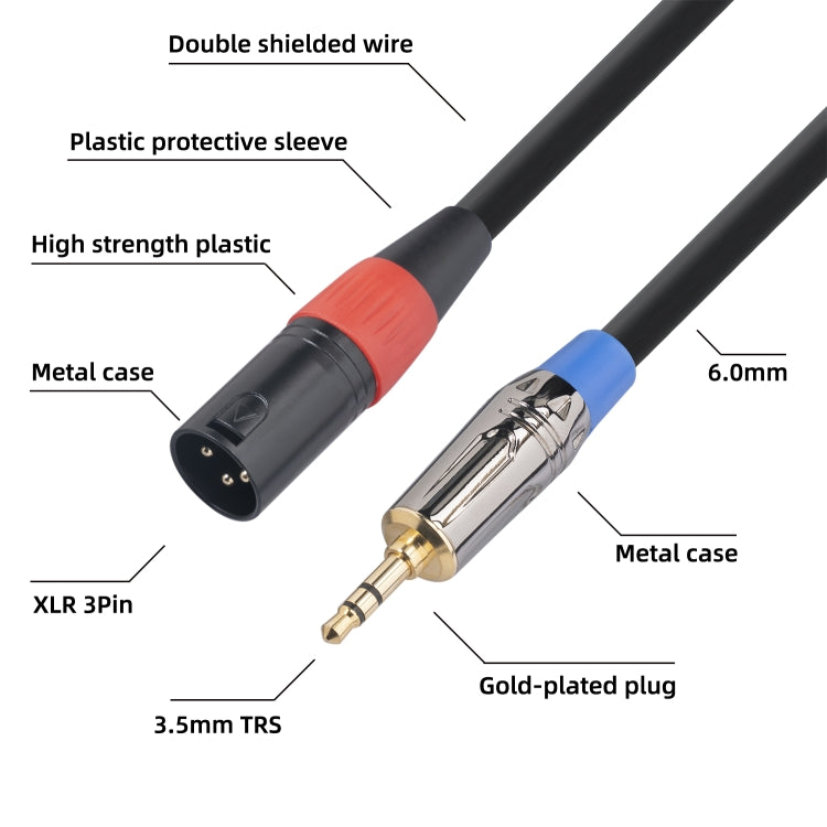 TC194BUXK108-03 3.5mm TRS Male to XLR 3pin Male Microphone Audio Cable, Length: 30cm, 3.5mm M to XLR M - HoMEdemic™ 