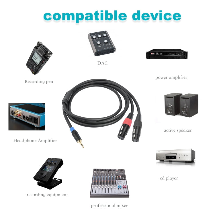 TC195BUXK107RE 3.5mm Male to Dual XLR 3pin Female Audio Cable, Length:3m(Black) - HoMEdemic™ 