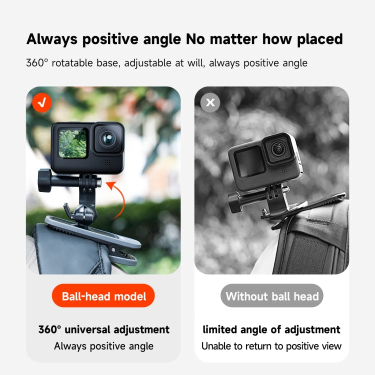 TELESIN 360 Degree Rotation Backpack Clip Clamp Mount For Action Camera - HoMEdemic™ 