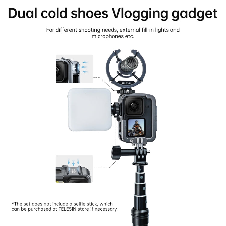 TELESIN Aluminium Alloy Frame Case For GoPro Hero11 Black / HERO10 Black / HERO9 Black ,Spec: Regular Models - HoMEdemic™ 
