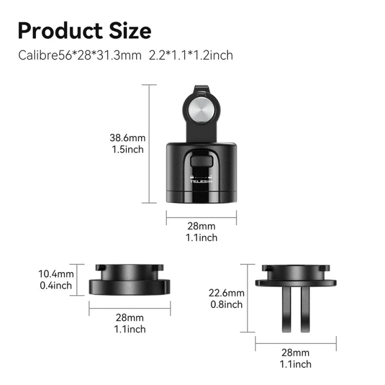 TELESIN CQM-001 Universal Magnetic Quick Release Adapter Kit For Sports Cameras(Black) - HoMEdemic™ 
