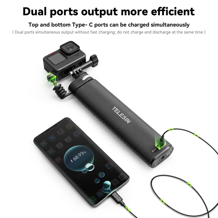 TELESIN Charging Selfie Stick 10000mah Power Bank Universal For Sports Camera & Smart Phone - HoMEdemic™ 
