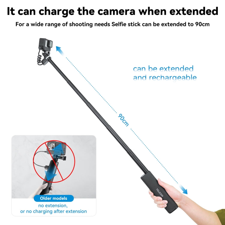 TELESIN Charging Selfie Stick 10000mah Power Bank Universal For Sports Camera & Smart Phone - HoMEdemic™ 