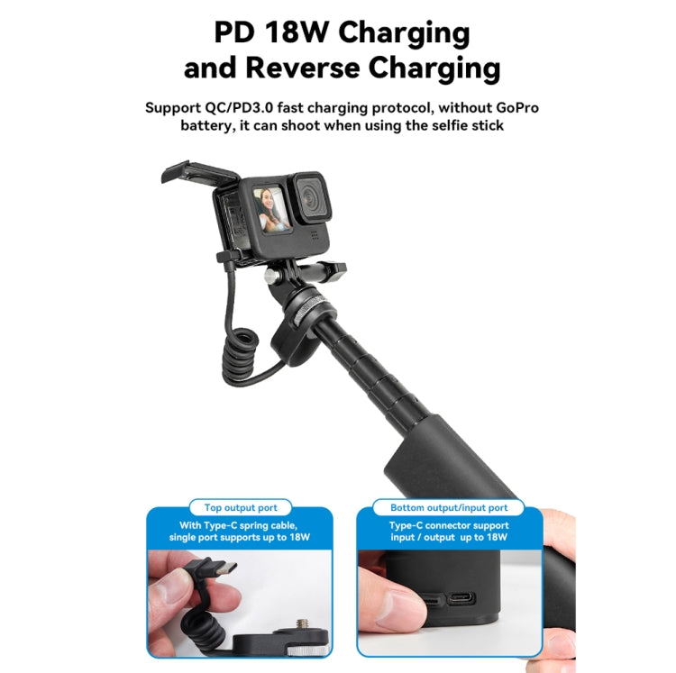 TELESIN Charging Selfie Stick 10000mah Power Bank Universal For Sports Camera & Smart Phone - HoMEdemic™ 