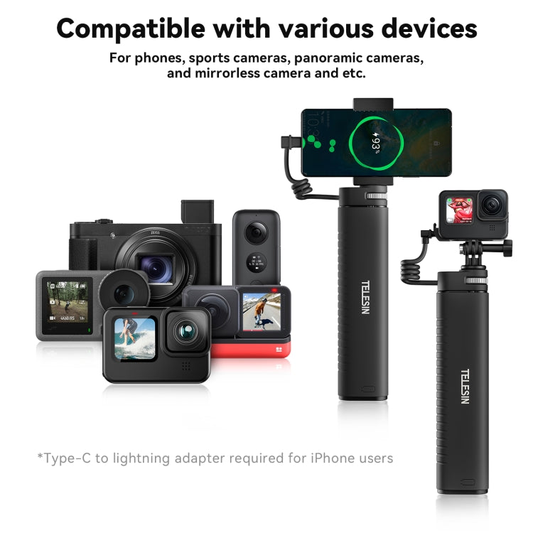TELESIN Charging Selfie Stick 10000mah Power Bank Universal For Sports Camera & Smart Phone - HoMEdemic™ 