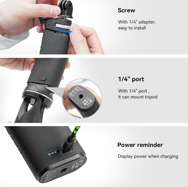 TELESIN Charging Selfie Stick 10000mah Power Bank Universal For Sports Camera & Smart Phone - HoMEdemic™ 