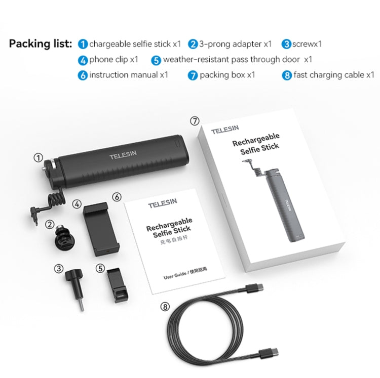 TELESIN Charging Selfie Stick 10000mah Power Bank Universal For Sports Camera & Smart Phone - HoMEdemic™ 