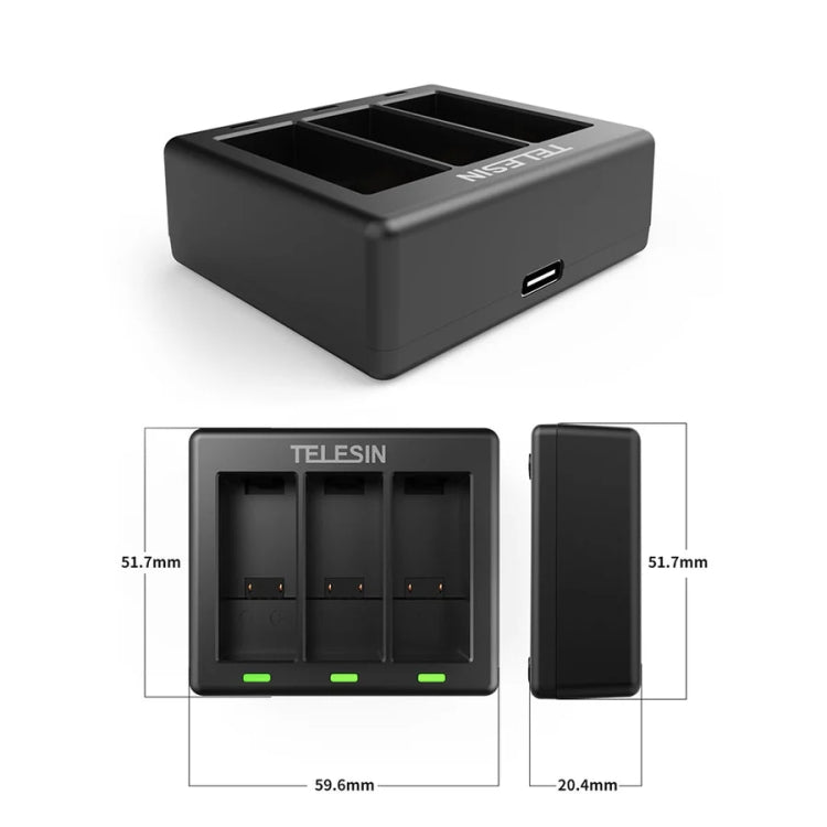 TELESIN GP-BCG-902 Battery 3 Slots Charger For GoPro HERO12 Black / HERO11 Black / HERO10 Black / HERO9 Black - HoMEdemic™ 