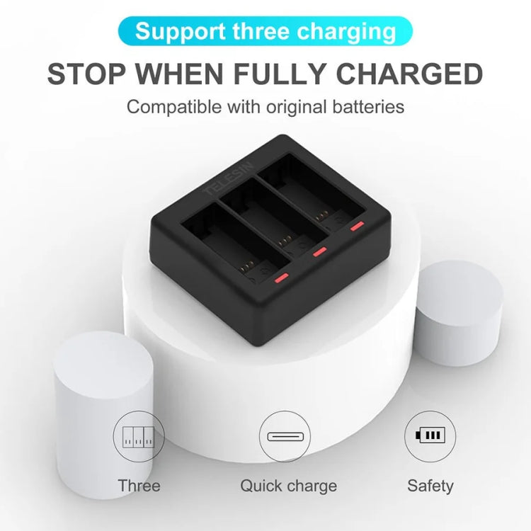 TELESIN GP-BCG-902 Battery 3 Slots Charger For GoPro HERO12 Black / HERO11 Black / HERO10 Black / HERO9 Black - HoMEdemic™ 