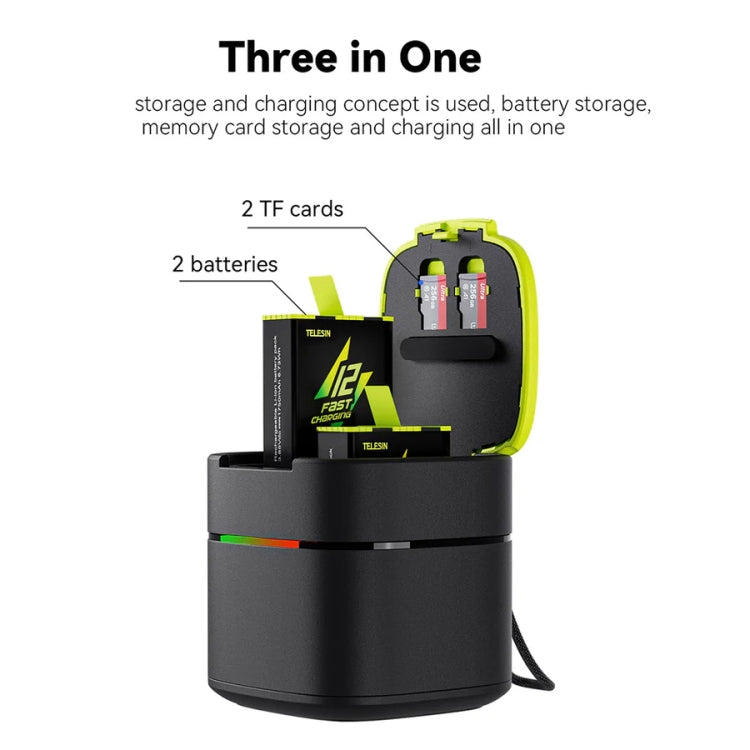 TELESIN GP-FCK-B11 Fast Charged Battery Storage Charging Box For GoPro HERO12 Black / HERO11 Black / HERO10 Black / HERO9 Black(Single Charging Box) - HoMEdemic™ 