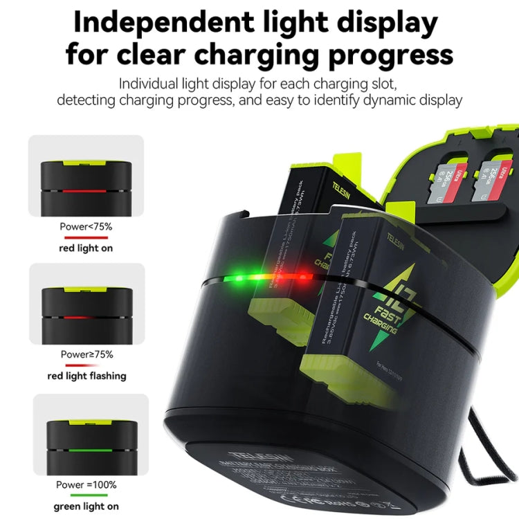 TELESIN GP-FCK-B11 Fast Charged Battery Storage Charging Box For GoPro HERO12 Black / HERO11 Black / HERO10 Black / HERO9 Black(Single Charging Box) - HoMEdemic™ 