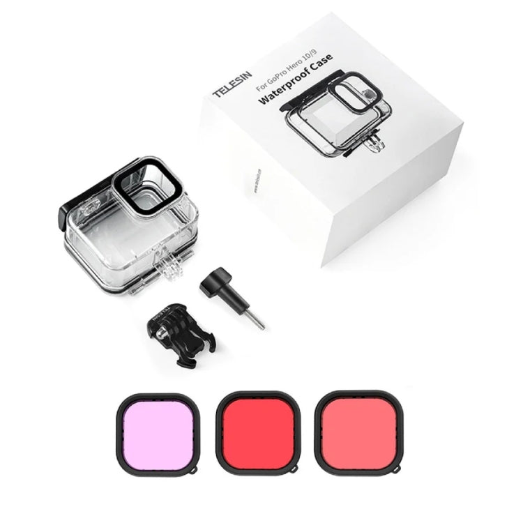 TELESIN GP-WTP-901 45m Diving Shell, For GoPro HERO12 Black / HERO11 Black / HERO10 Black / HERO9 Black Shell+Filter Set - HoMEdemic™ 