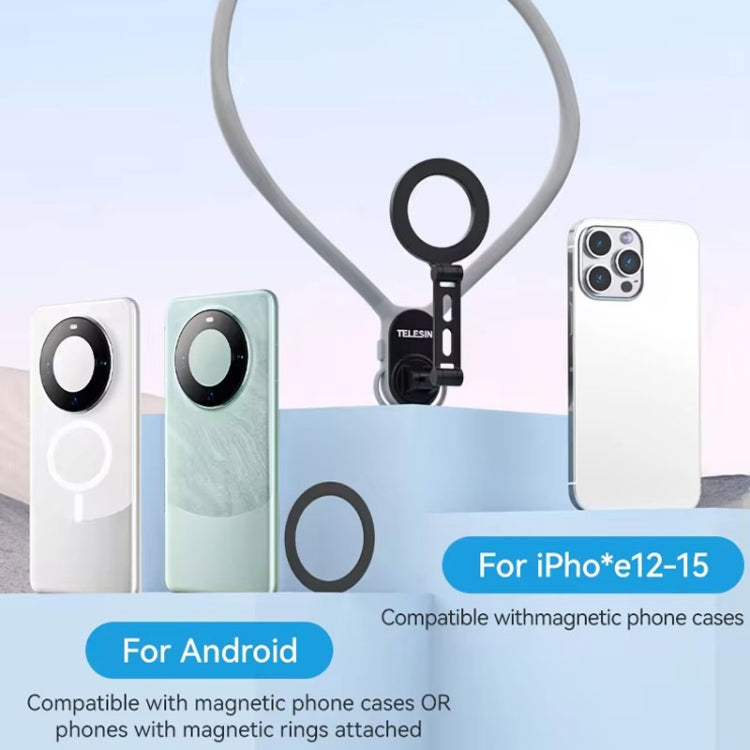 TELESIN MNM-002 Magsafe Magnetic Suction Mobile Phone Hanging Neck POV Viewing Angle Lazy Stand(Gray) - HoMEdemic™ 