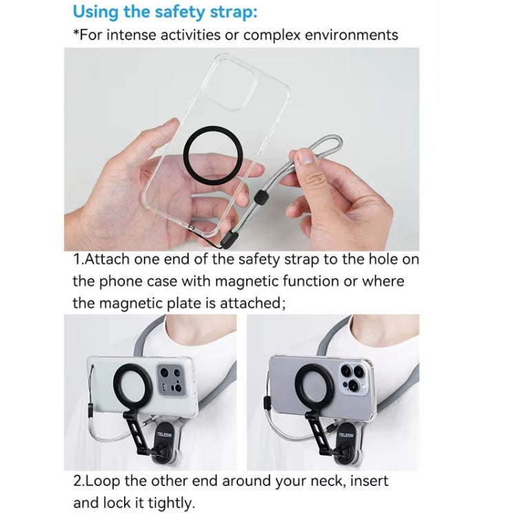 TELESIN MNM-002 Magsafe Magnetic Suction Mobile Phone Hanging Neck POV Viewing Angle Lazy Stand(Gray) - HoMEdemic™ 