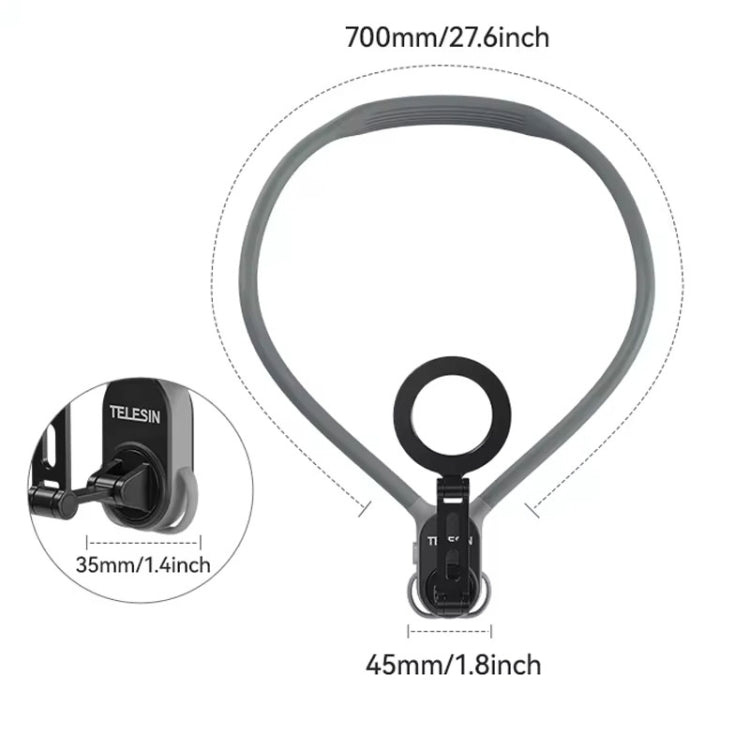 TELESIN MNM-002 Magsafe Magnetic Suction Mobile Phone Hanging Neck POV Viewing Angle Lazy Stand(Gray) - HoMEdemic™ 