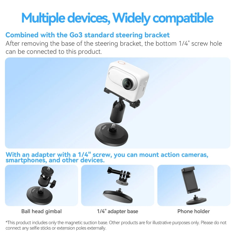 TELESIN Magnetic Base With 1/4 Inch Interface for DJI Pocket 3 / Insta360 Camera & Smart Phones Without Suction Cup Base - HoMEdemic™ 