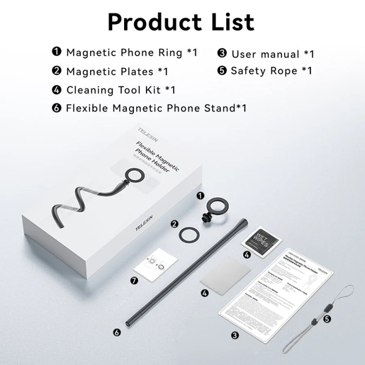 TELESIN P3-FM-01 Flexible Magnetic Fast Disassembly Magsafe Mobile Phone Bracket Sports Camera Entangled Fixed Holder(Grey) - HoMEdemic™ 