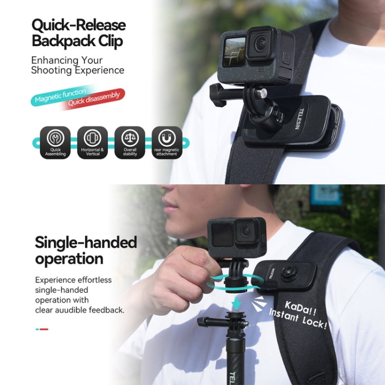 TELESIN Quick Release Universal Backpack Clip Magnetic Backpack Mounting Bracket - HoMEdemic™ 