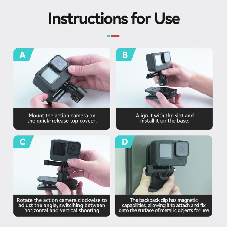 TELESIN Quick Release Universal Backpack Clip Magnetic Backpack Mounting Bracket - HoMEdemic™ 