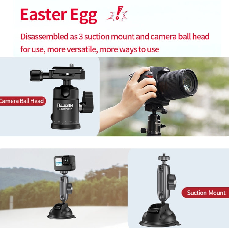 TELESIN Suction Cup Action Camera Tripod Mount for Car Holder Stand Bracket - HoMEdemic™ 
