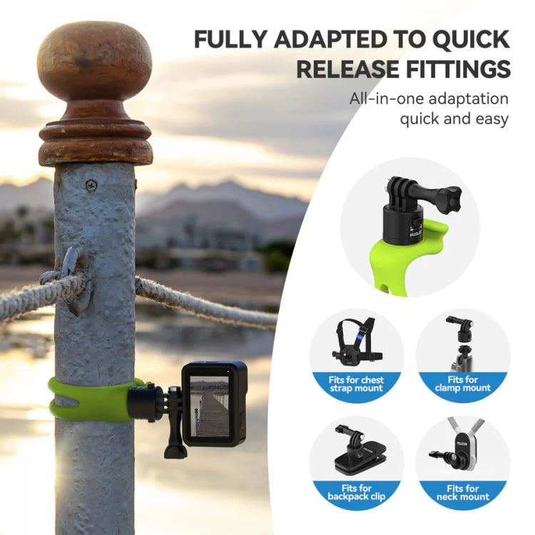 TELESIN TLQ-005 Elastic Quick Release Stand Multi-functional Fixed Silicone Strap Accessories(Green) - HoMEdemic™ 