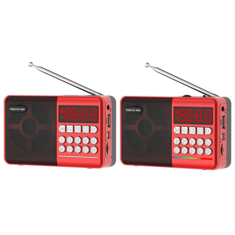 TEMEIYIN LED Digital Display Card Bluetooth Radio Speaker Morning Exercise Portable Player, Color: Red - HoMEdemic™ 