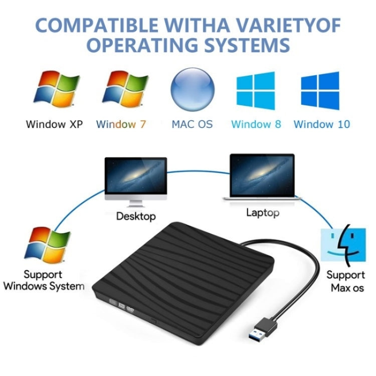 TG30N CD VCD Reader Burner Zebra-stripe Design Laptop Computer External DVD Drive - HoMEdemic™ 