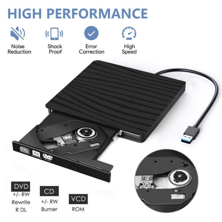 TG30N CD VCD Reader Burner Zebra-stripe Design Laptop Computer External DVD Drive - HoMEdemic™ 