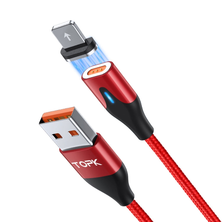 TOPK AM63 1m USB to 8 Pin Flat Magnetic Metal Connector Nylon Braided Magnetic Fast Charging Data Cable(Red) - HoMEdemic™ 