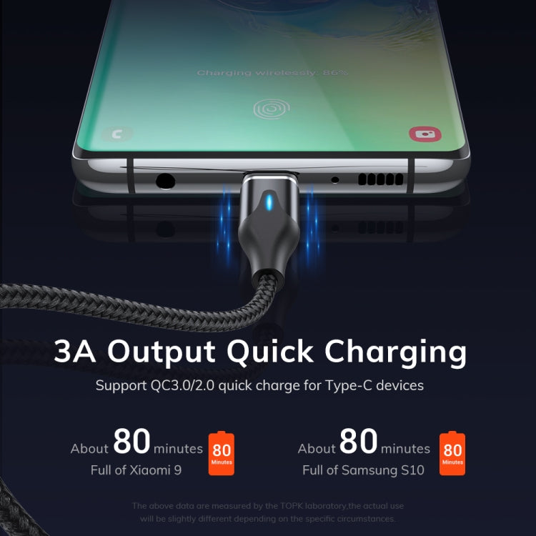 TOPK AM63 1m USB to 8 Pin Flat Magnetic Metal Connector Nylon Braided Magnetic Fast Charging Data Cable(Red) - HoMEdemic™ 