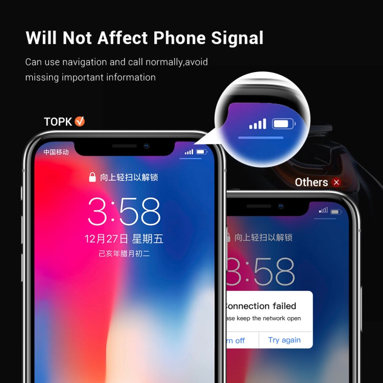 TOPK D21 Car Mobile Phone Holder Magnetic Universal In-car Phone Holder Stand(Black) - HoMEdemic™ 