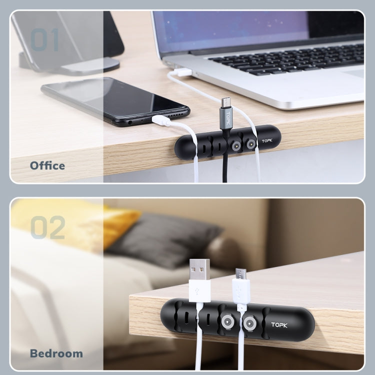 TOPK L35 Desktop Cable Organizer Data Cable Earphone Storage Cable Fixer Magnetic Head Storage Cable Organizer - HoMEdemic™ 