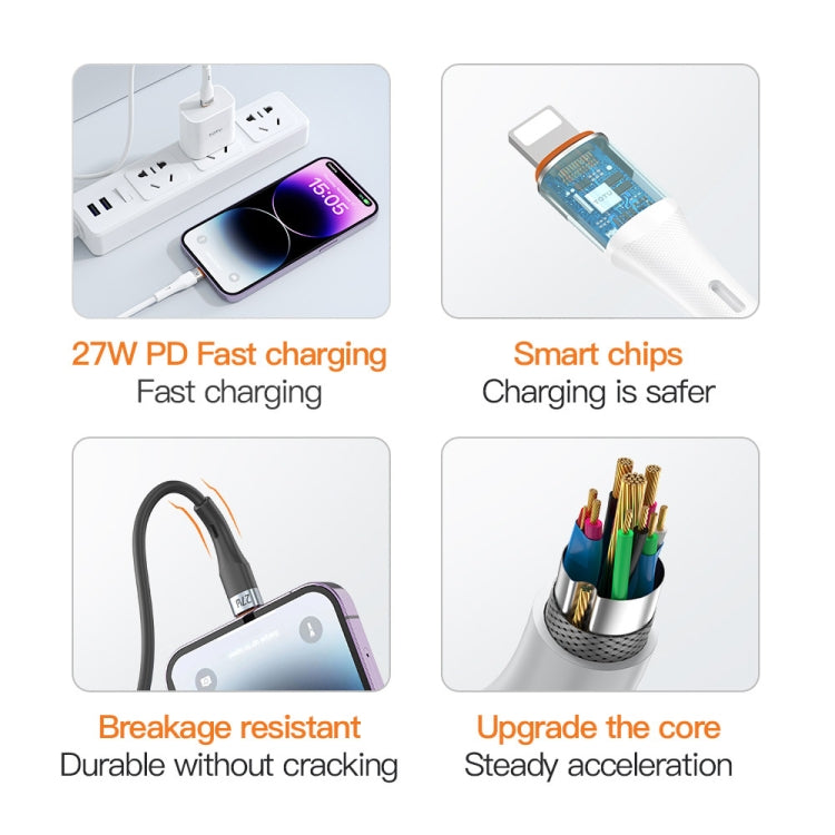 TOTU CB-2 Series USB to 8 Pin Aluminum Alloy Skin Feel Data Cable, Length:1m(Black) - HoMEdemic™ 