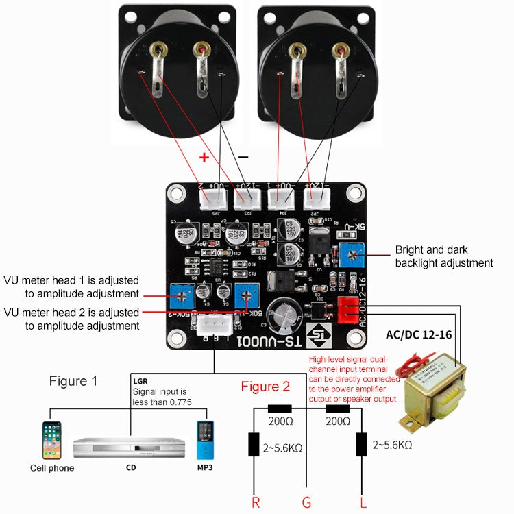 TR-35W VU Meter Power AMP Amplifier DB Table Audio Level Head Meter Sound Pressure Meter, TR-35W - HoMEdemic™ 