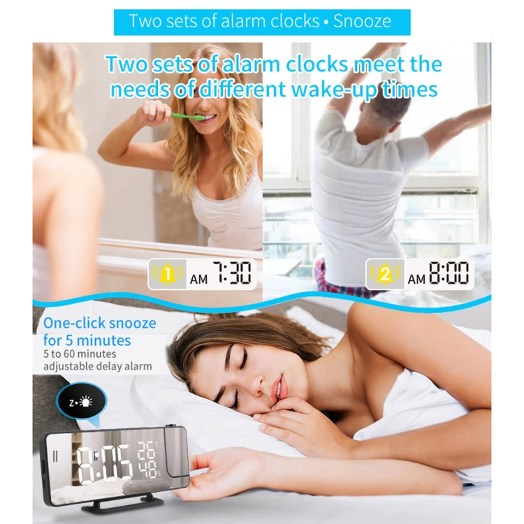 TS-9210 Digital Mirror Projection Alarm Clock With FM Radio & Temperature Humidity - HoMEdemic™ 