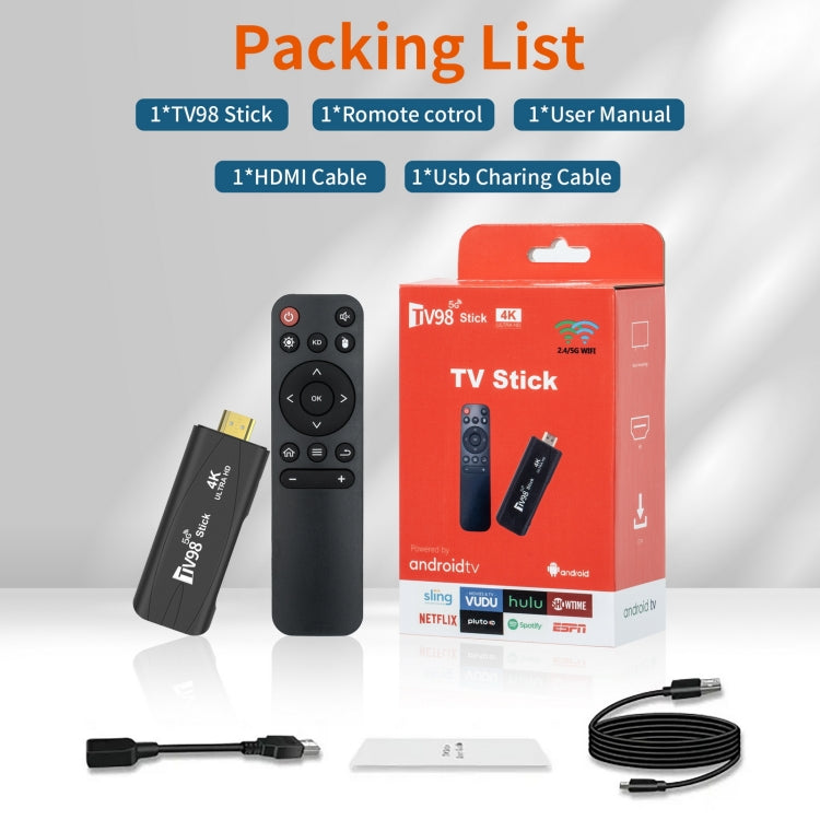 TV98 Rockchip 3228A Quad Core 4K HD Bluetooth Android TV Stick, RAM:2GB+16GB(US Plug) - HoMEdemic™ 